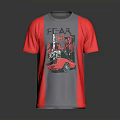 Gray And Red Casual T Shirt With Fear Balance Text And Red Car Graphic