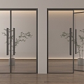 Modern glass double door office glass door glass door 3d model