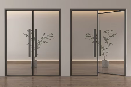 Modern glass double door office glass door glass door 3d model