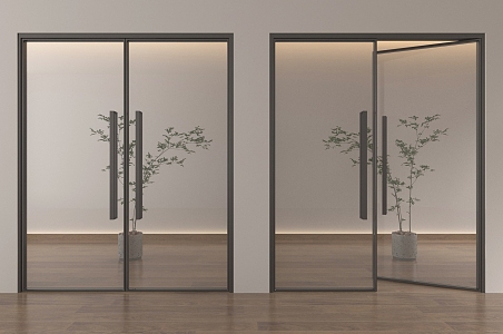 Modern glass double door office glass door glass door 3d model