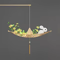 Traditional Chinese Lantern Decorations With Rabbit Ornaments And Floral Hanging Designs
