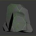 Three Irregular Wooden Stone Decorative Ornaments Featuring Green Gray Textures