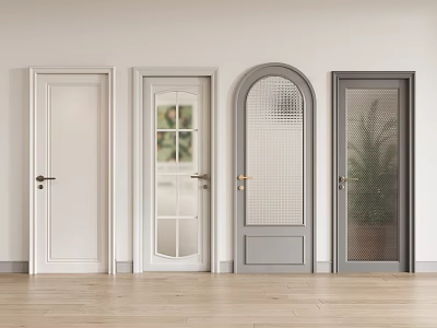 Stylish Hinged Doors with Various Glass Panels and Color Options for Modern Interior Spaces 3d model