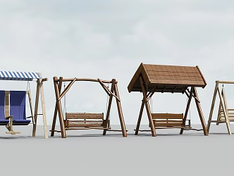 Modern Wooden Swing Chair 3d model
