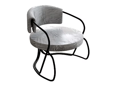 Modern Single Sofa With Fabric Upholstery And Black Metal Curved Frame Design 3d model
