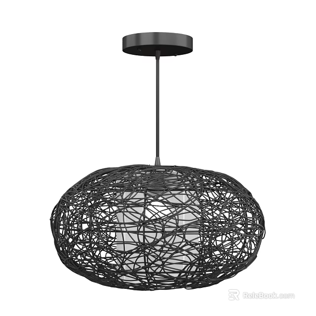 Modern Black Wire Mesh Spherical Design Pendant Light for Home Interior 3d model 