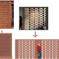 Modern Brick Screen Wall With Perforated Hollowed Design Creating Light Shadow Patterns For Outdoor Space 3d model