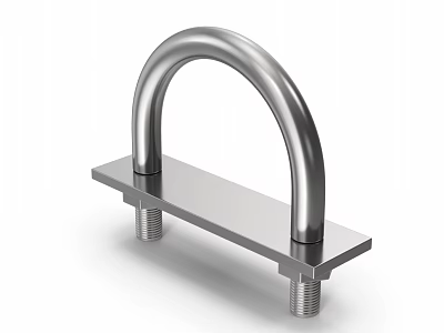 Stainless Steel U Shaped Bracket With Mounting Plate And Bolts 3d model