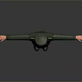 Military Uniform Figure Standing With Arms Outstretched Front View On Gray Background