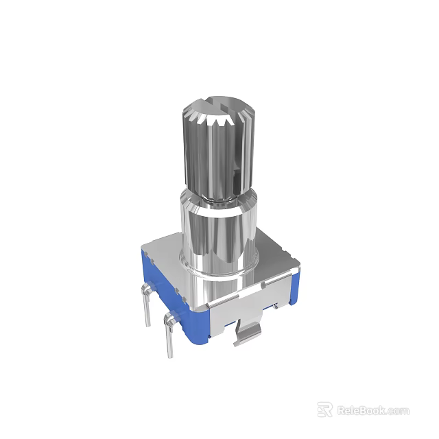 Industrial Hardware Tool Knob With Stainless Steel Body Blue Base And Pins 3d model 