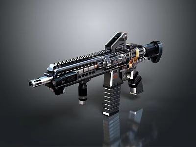 Futuristic Sci Fi Rifle With Metallic Body Detailed Components And Modern Design 3d model