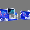 Check in Booth Setup with Digital Screen People Graphics and PCIIM Logo 3d model
