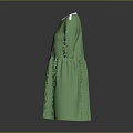 Green Knitted Dress With Round Neckline Short Sleeves And Pleated Hem
