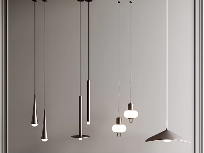 Modern Pendant Lights With Various Designs And Sleek Metal Glass Elements 3d model