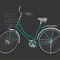 Vintage Green Bicycle With White Seat Front Wire Basket And Fenders