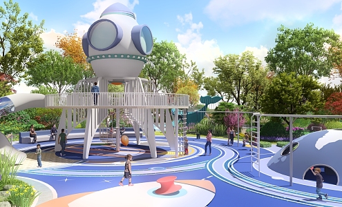 Modern Children's Play Area Star Space Theme Children's Activity Venue 3d model