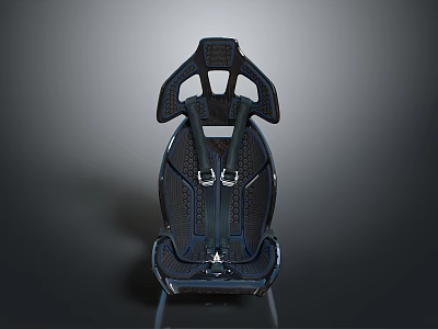 Sporty Car Seat Design With Carbon Fiber Structure And Safety Harness 3d model