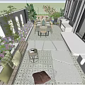 Simple Wind Internet Red Wind Hydrangea Theme Courtyard Garden 3d model