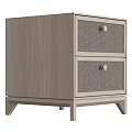 Modern Wood Nightstand With Two Herringbone Pattern Drawers Knobs And Sturdy Legs 3d model