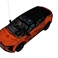 Orange 3D Mesh Concept Car With Modern Sleek Design And Digital Rendering 3d model