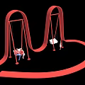Red Wavy Design Playground Swing Equipment For Children Playing With Adult Supervisor