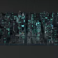 Modern Urban Architectural Model Showcasing Tall Illuminated Buildings and City Design