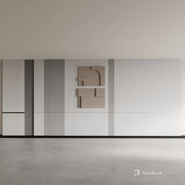 Elegant Modern Background Wall Design With Sleek Lines And Geometric Decor 3d model