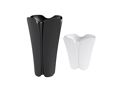 Elegant Black and White Ceramic Vessels with Modern Curved Design for Home Decor 3d model