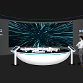 Commercial City Planning Display Equipment With Round Platform And Urban Model Illuminated Screen Blue Lighting