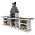 Modern Outdoor Kitchen Cabinet Design With Grill Sink Countertop And Firewood Storage