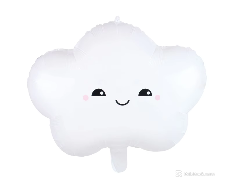 White Cloud Shaped Balloon With Smiling Face Black Eyes Pink Cheeks For Household Daily Use 3d model 