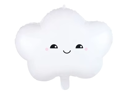 White Cloud Shaped Balloon With Smiling Face Black Eyes Pink Cheeks For Household Daily Use 3d model