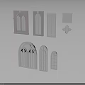 Various Styles Decorative Window Models with Arched Rectangular Designs Pink White Colors and Circular Decor