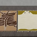 Square Rug With Zebra Pattern And Yellow Background On Wooden Floor Fringe Edge