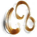 Modern Wooden Spiral Wall Decor With White And Gold Curved Design For Home Interior