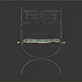 Leisure Chair With Metal Frame Grid Patterned Backrest Curved Armrests And Colorful Cushion
