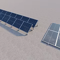 Ground Mounted Solar Panels Array Installation on Dry Terrain Surface 3d model