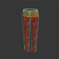 Stylish Red Trousers With Orange Waistband And Intricate Embroidery Patterns