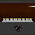 Elegant Red Wooden Piano with Intricate Golden Carvings and Matching Stool for Home Living