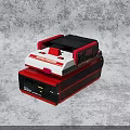 Retro Gaming Console With Red White Black Classic Design And Top Loading Slot 3d model
