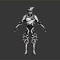 Futuristic Mech Warrior Character With White Black Pink Armor And Sharp Glowing Accents