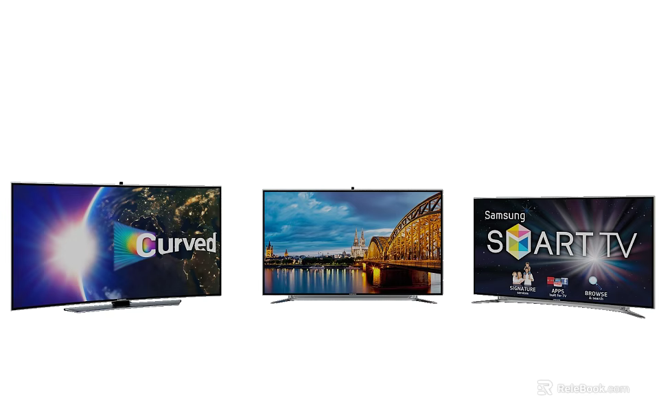 Samsung Curved Smart TV Displaying City Night View And Modern Design 3d model 