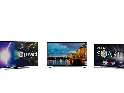 Samsung Curved Smart TV Displaying City Night View And Modern Design 3d model