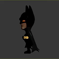 Chibi Batman Character In Black Costume With Yellow Eyes And Cape