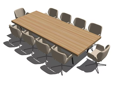 Modern Wooden Conference Table With Comfortable Office Chairs For Business Meetings 3d model