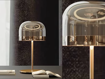 Modern Elegant Table Lamp With Transparent Lampshade And Golden Metal Base 3d model