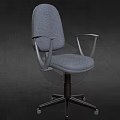 Gray Fabric Office Chair With Armrests Swivel Base And Rolling Wheels