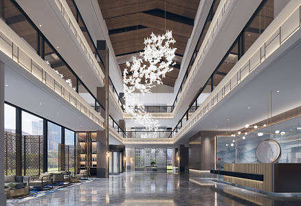 Modern lobby hotel lobby 3d model