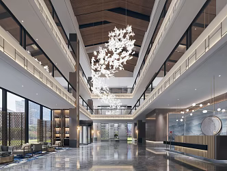 Modern lobby hotel lobby 3d model