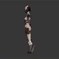 3D Cyberpunk Mechanical Character Design With White Red Armor And Gear